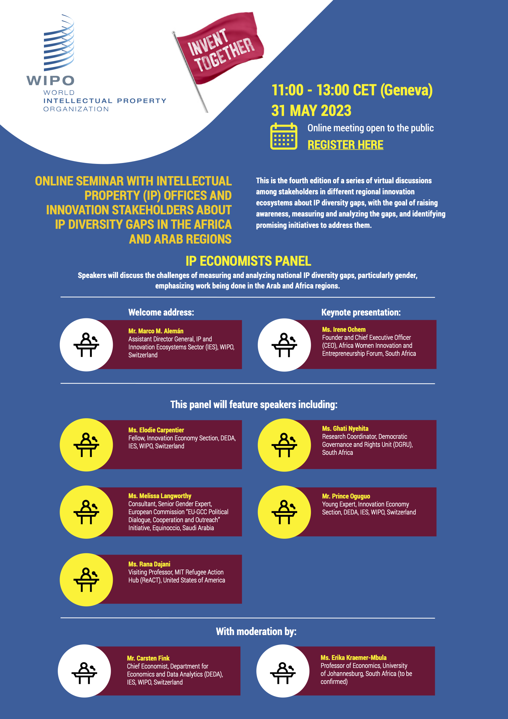 WIPO - Online Seminar with Intellectual Property (IP) Offices and Innovation Stakeholders about IP Diversity Gaps in the Africa and Arab Regions