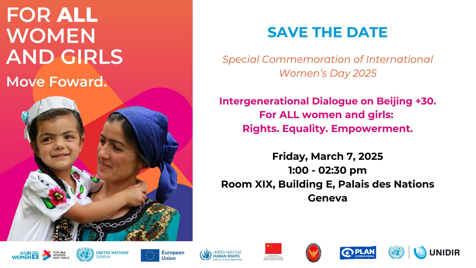 Special Commemoration of International Women’s Day 2025. Intergenerational Dialogue on Beijing +30. For ALL women and girls: Rights. Equality. Empowerment.