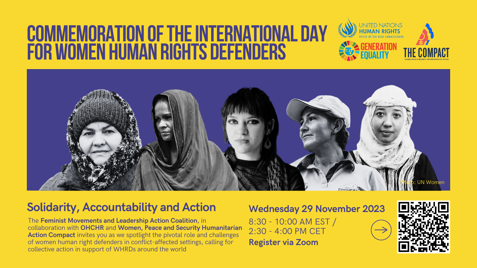 Commemoration of the International Day for Women Human Rights Defenders (WHRDs) “Solidarity, Accountability and Action for WHRDs and their contribution to peace”