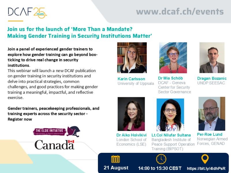 Webinar: Launch of “More than a Mandate? Making Gender Training in Security Institutions Matter"