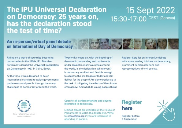 The IPU Universal Declaration on Declaration on Democracy: 25 years on, has the declaration stood the test of time?
