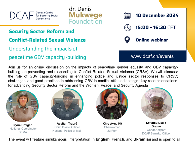 Webinar: Security Sector Reform and Conflict-Related Sexual Violence - Understanding the impacts of peacetime GBV capacity-building