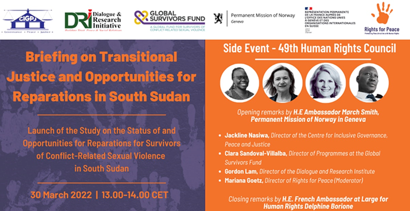 Global Survivors Fund's Virtual Briefing on Transitional Justice and Opportunities Reparations in South Sudan