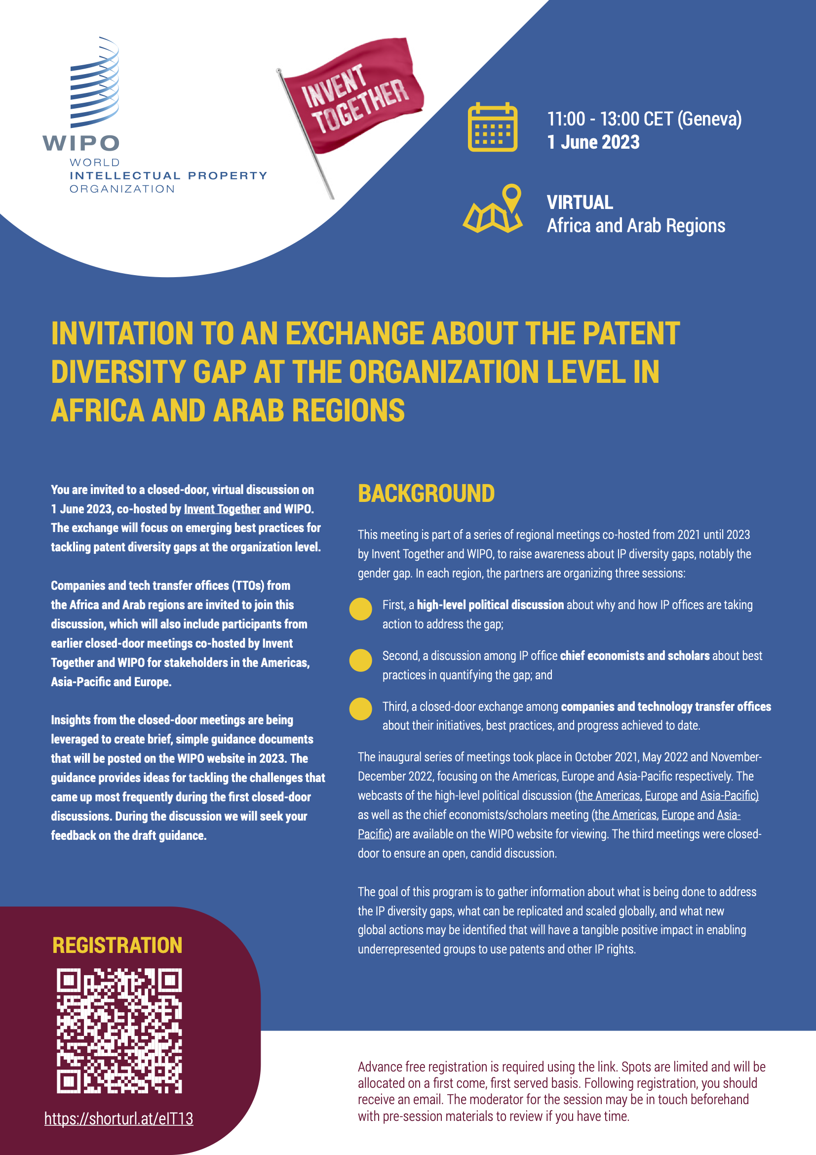 WIPO - Invitation to an Exchange about the Patent Diversity Gap at the Organization Level in Africa and Arab Regions