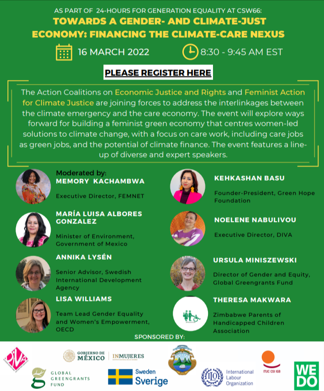 Towards a Gender-and Climate-Just Economy: Financing the Climate-Care Nexus