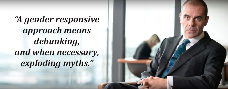 Blog by Champion Khalid Koser: A gender responsive approach means debunking, and when necessary, exploding myths.