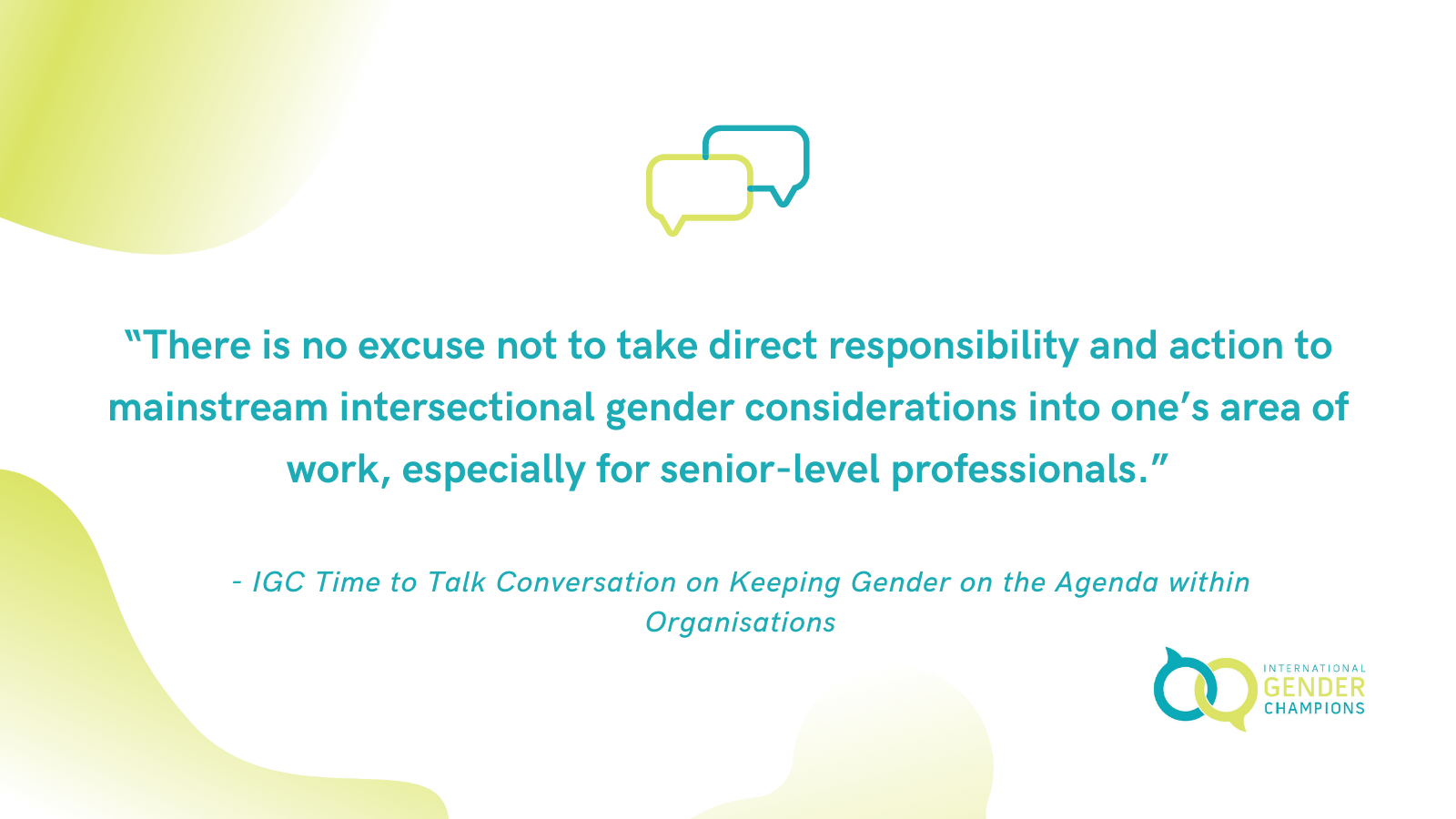 Keeping Gender on the Agenda within Organisations: Time to Talk session on Mainstreaming