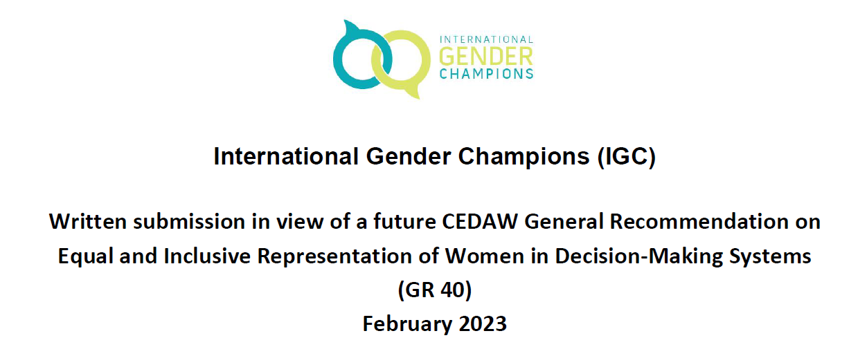 IGC Submission to CEDAW General Recommendation on Equal and Inclusive Representation of Women in Decision-Making Systems (GR 40)