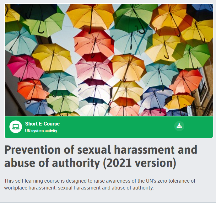 UNICEF's Short E-Course: Prevention of sexual harassment and abuse of authority