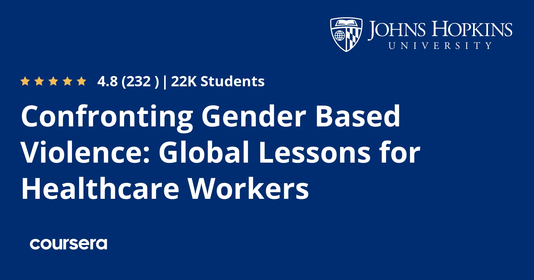 Johns Hopkins University's Online Course: Confronting Gender Based Violence: Global Lessons for Healthcare Workers