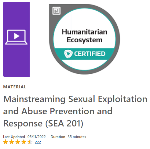 InterAction's Online Class: Mainstreaming Sexual Exploitation and Abuse Prevention and Response (SEA 201)